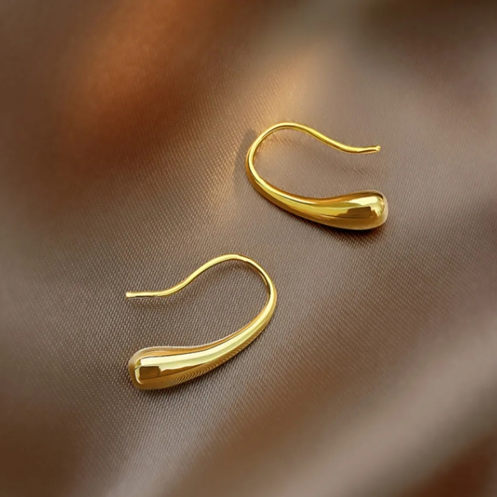 Gold Teardrop hook drop Earrings